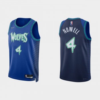 2021-22 Minnesota Timberwolves No.4 Jaylen Nowell 75th Anniversary City Royal Jersey