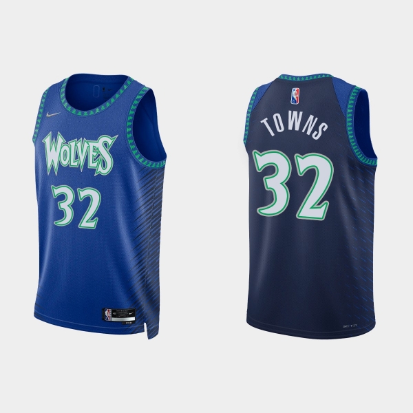 2021-22 Minnesota Timberwolves No.32 Karl-Anthony Towns 75th Anniversary City Royal Jersey