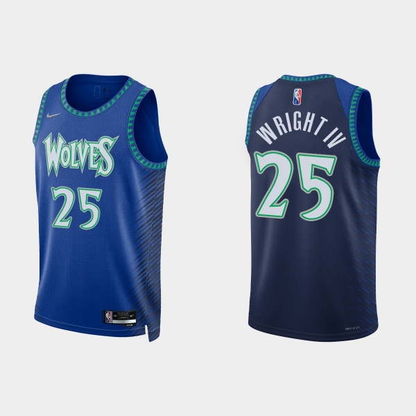 2021-22 Minnesota Timberwolves No.25 McKinley Wright IV 75th Anniversary City Royal Jersey