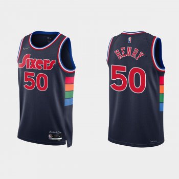 Philadelphia 76ers Aaron Henry #50 Nike 2021/22 75th Anniversary Diamond Navy Jersey City