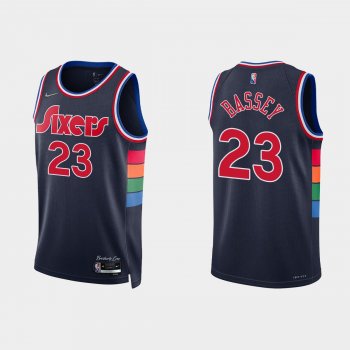 Philadelphia 76ers Charles Bassey #23 Nike 2021/22 75th Anniversary Diamond Navy Jersey City