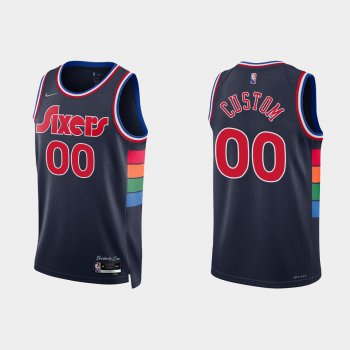 Philadelphia 76ers Custom #00 Nike 2021/22 75th Anniversary Diamond Navy Jersey City