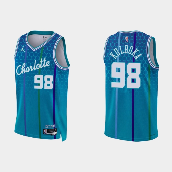 2021-22 Charlotte Hornets No.98 Arnoldas Kulboka 75th Anniversary City Blue Jersey