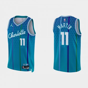 2021-22 Charlotte Hornets No.11 Cody Martin 75th Anniversary City Blue Jersey