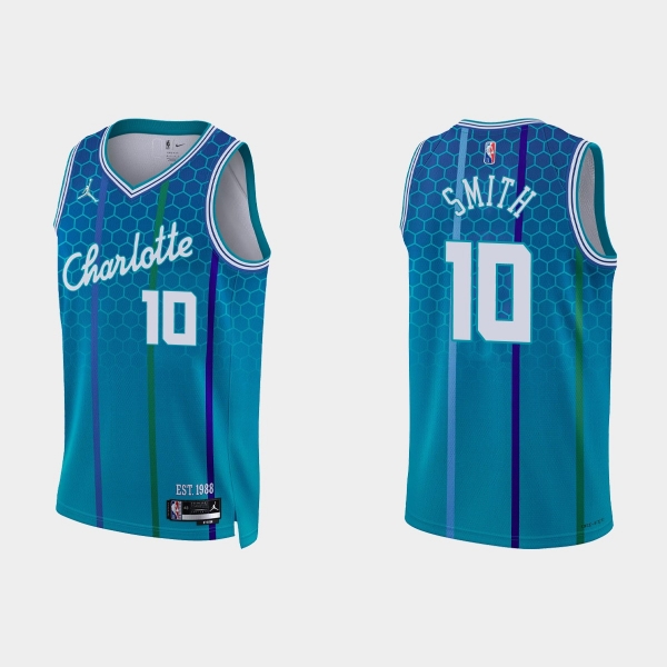 2021-22 Charlotte Hornets No.10 Ish Smith 75th Anniversary City Blue Jersey