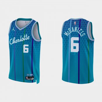 2021-22 Charlotte Hornets No.6 Jalen McDaniels 75th Anniversary City Blue Jersey