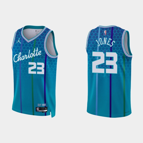 2021-22 Charlotte Hornets No.23 Kai Jones 75th Anniversary City Blue Jersey