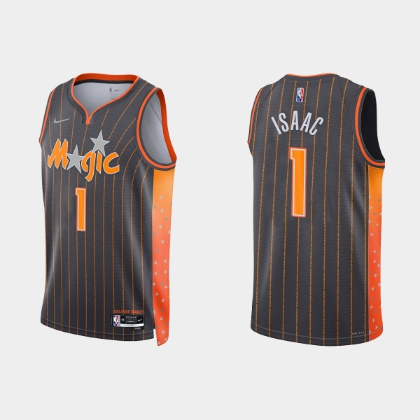 Orlando Magic #1 Jonathan Isaac 2021-22 NBA 75th Anniversary City Anthracite Jersey