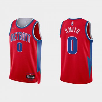 2021-22 Detroit Pistons No.0 Chris Smith 75th Anniversary City Red Jersey