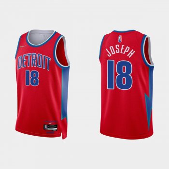 2021-22 Detroit Pistons No.18 Cory Joseph 75th Anniversary City Red Jersey