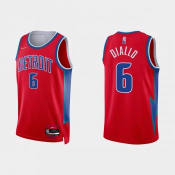 2021-22 Detroit Pistons No.6 Hamidou Diallo 75th Anniversary City Red Jersey