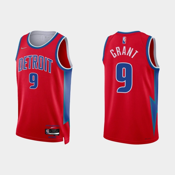 2021-22 Detroit Pistons No.9 Jerami Grant 75th Anniversary City Red Jersey