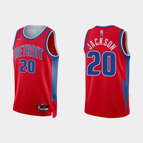 2021-22 Detroit Pistons No.20 Josh Jackson 75th Anniversary City Red Jersey