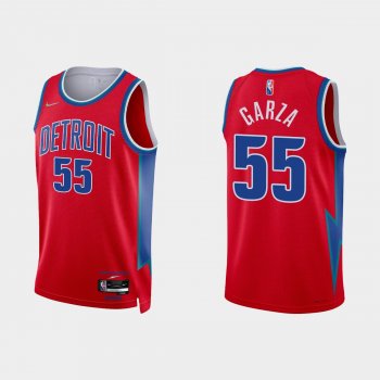 2021-22 Detroit Pistons No.55 Luka Garza 75th Anniversary City Red Jersey