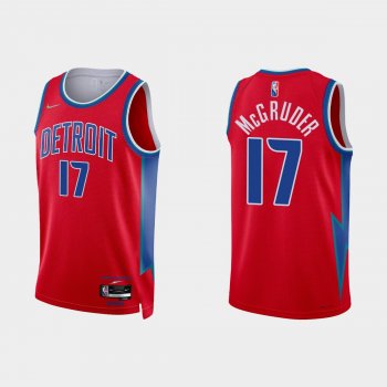 2021-22 Detroit Pistons No.17 Rodney McGruder 75th Anniversary City Red Jersey