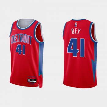 2021-22 Detroit Pistons No.41 Saddiq Bey 75th Anniversary City Red Jersey