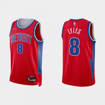 2021-22 Detroit Pistons No.8 Trey Lyles 75th Anniversary City Red Jersey