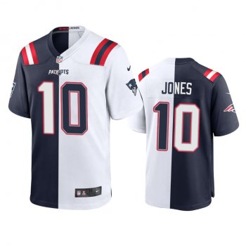 New England Patriots Mac Jones Navy White Split Game Jersey