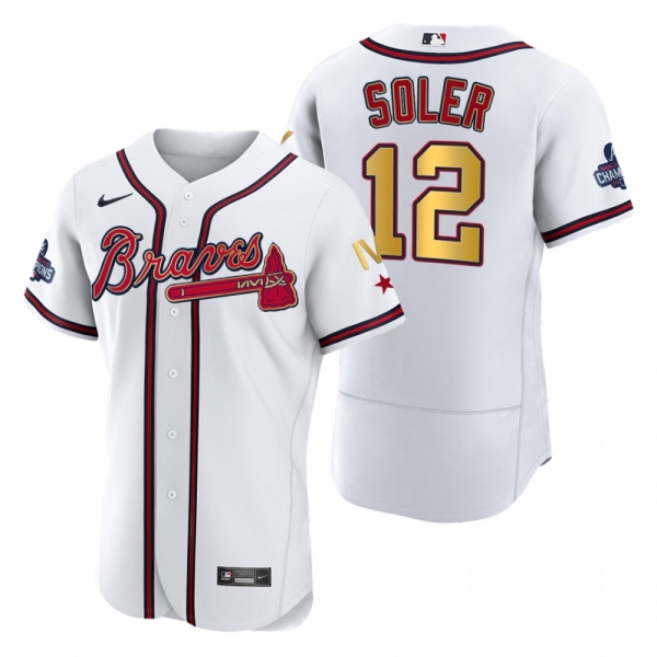 Atlanta Braves Jorge Soler White 2022 Gold Program 4-Time World Series Champions Jersey