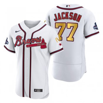 Atlanta Braves Luke Jackson White 2022 Gold Program 4-Time World Series Champions Jersey