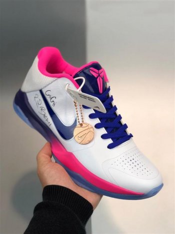 Nike Kobe 5 Protro “Kay Yow” White/Pink-Blue For Sale