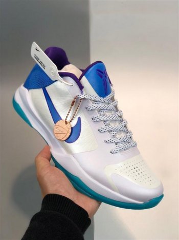 Nike Kobe 5 ’Lakers‘ White Blue Purple 386429-100 For Sale