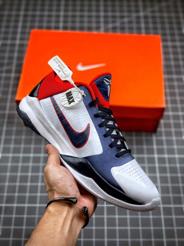 Nike Zoom Kobe 5 “USA” White/Obsidian-Sport Red For Sale