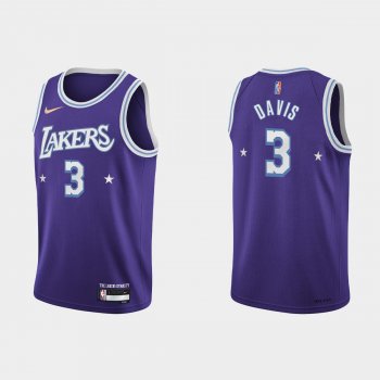 2021-22 Los Angeles Lakers No.3 Anthony Davis City 75th Anniversary Purple Jersey