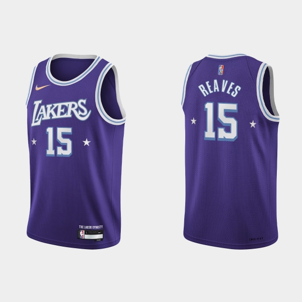 2021-22 Los Angeles Lakers No. 15 Austin Reaves City 75th Anniversary Purple Jersey