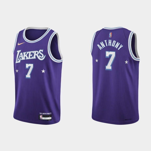 2021-22 Los Angeles Lakers No. 7 Carmelo Anthony City 75th Anniversary Purple Jersey