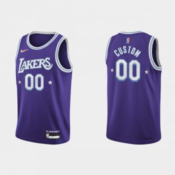 2021-22 Los Angeles Lakers No.00 Custom City 75th Anniversary Purple Jersey