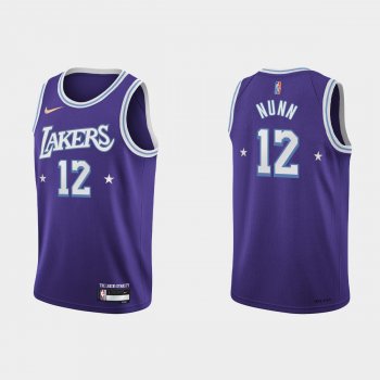 2021-22 Los Angeles Lakers No. 12 Kendrick Nunn City 75th Anniversary Purple Jersey