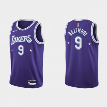 2021-22 Los Angeles Lakers No.9 Kent Bazemore City 75th Anniversary Purple Jersey