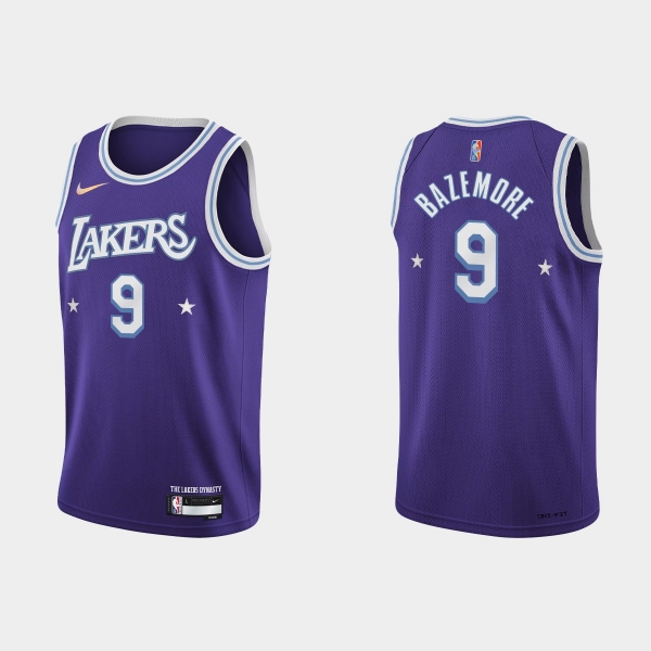 2021-22 Los Angeles Lakers No.9 Kent Bazemore City 75th Anniversary Purple Jersey