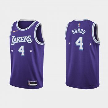 2021-22 Los Angeles Lakers No. 4 Rajon Rondo City 75th Anniversary Purple Jersey