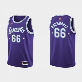 2021-22 Los Angeles Lakers No.66 Sekou Doumbouya City 75th Anniversary Purple Jersey