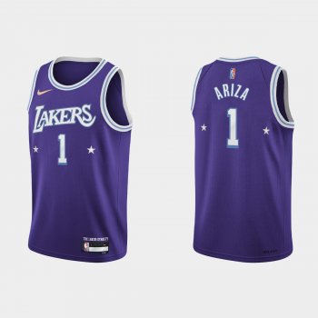 2021-22 Los Angeles Lakers No.1 Trevor Ariza City 75th Anniversary Purple Jersey