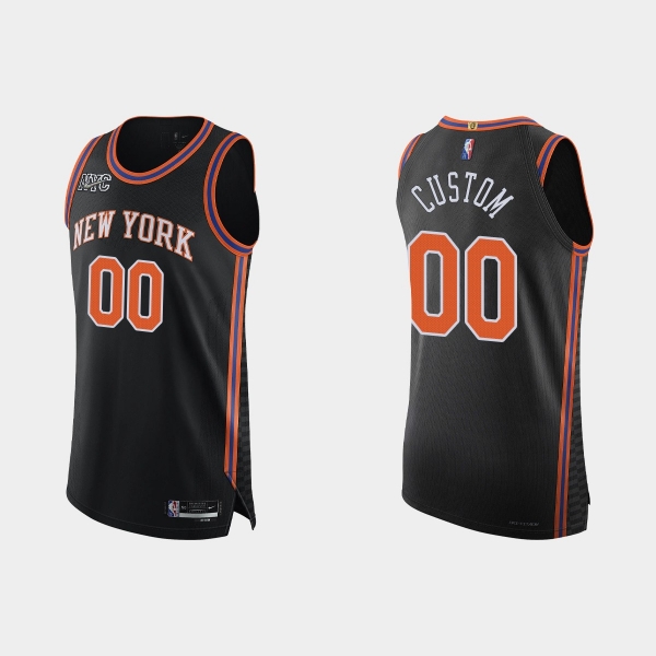 New York Knicks Custom #00 2021/22 75th Anniversary City Black Authentic Jersey