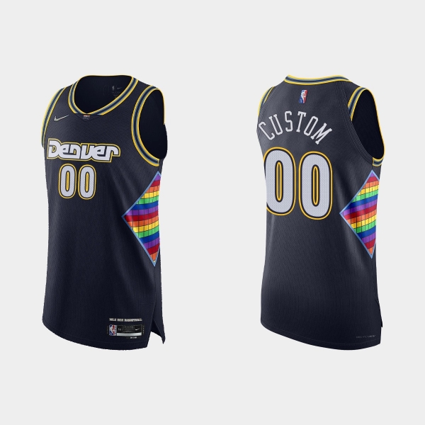 Denver Nuggets Custom #00 2021/22 75th Anniversary City Navy Authentic Jersey