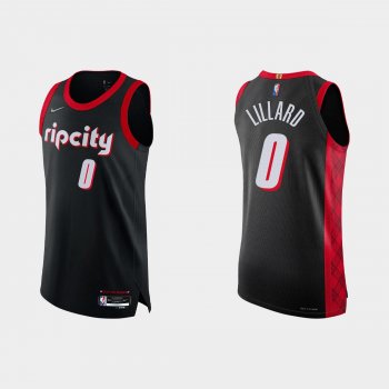 Portland Trail Blazers Damian Lillard #0 2021/22 75th Anniversary City Black Authentic Jersey