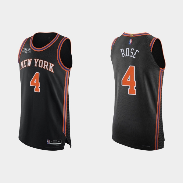 New York Knicks Derrick Rose #4 2021/22 75th Anniversary City Black Authentic Jersey