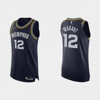 Memphis Grizzlies Ja Morant #12 2021/22 75th Anniversary City Navy Authentic Jersey