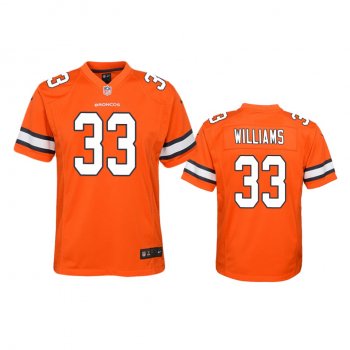 Youth Denver Broncos Javonte Williams Orange Color Rush Game Jersey