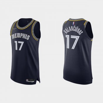 Memphis Grizzlies Jonas Valanciunas #17 2021/22 75th Anniversary City Navy Authentic Jersey