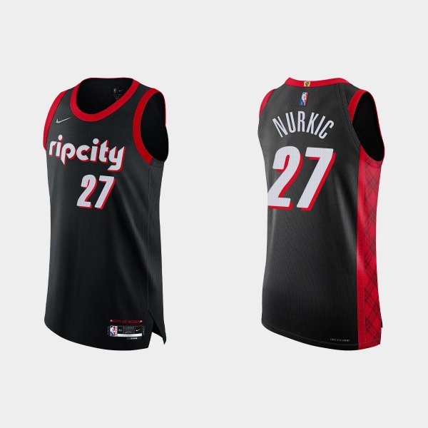 Portland Trail Blazers Jusuf Nurkic #27 2021/22 75th Anniversary City Black Authentic Jersey