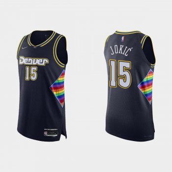 Denver Nuggets Nikola Jokic #15 2021/22 75th Anniversary City Navy Authentic Jersey