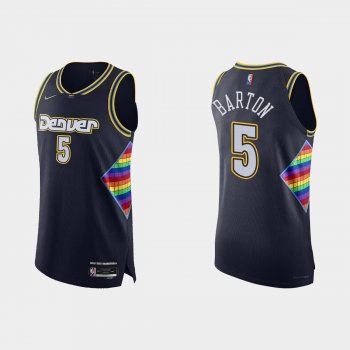 Denver Nuggets Will Barton #5 2021/22 75th Anniversary City Navy Authentic Jersey