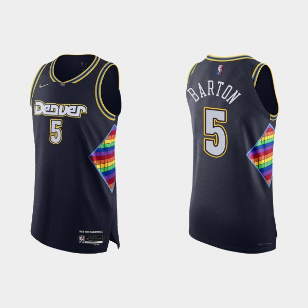 Denver Nuggets Will Barton #5 2021/22 75th Anniversary City Navy Authentic Jersey