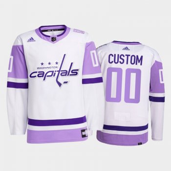 Custom #00 Washington Capitals 2021 HockeyFightsCancer White Primegreen Jersey