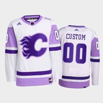 Custom #00 Calgary Flames 2021 HockeyFightsCancer White Primegreen Jersey